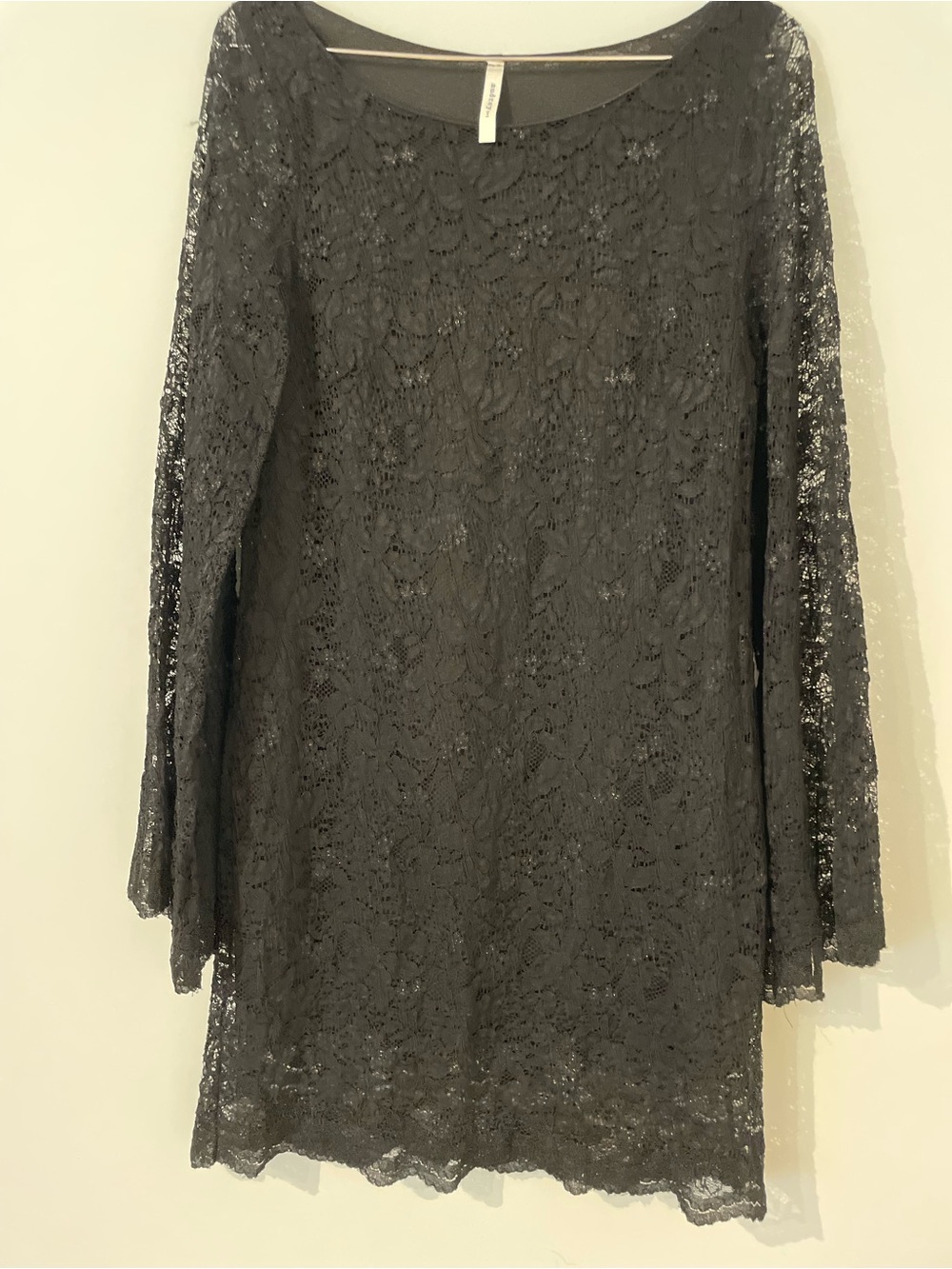 Black Lace Long-Sleeve Shift Dress/tunic - Picture 1 of 5
